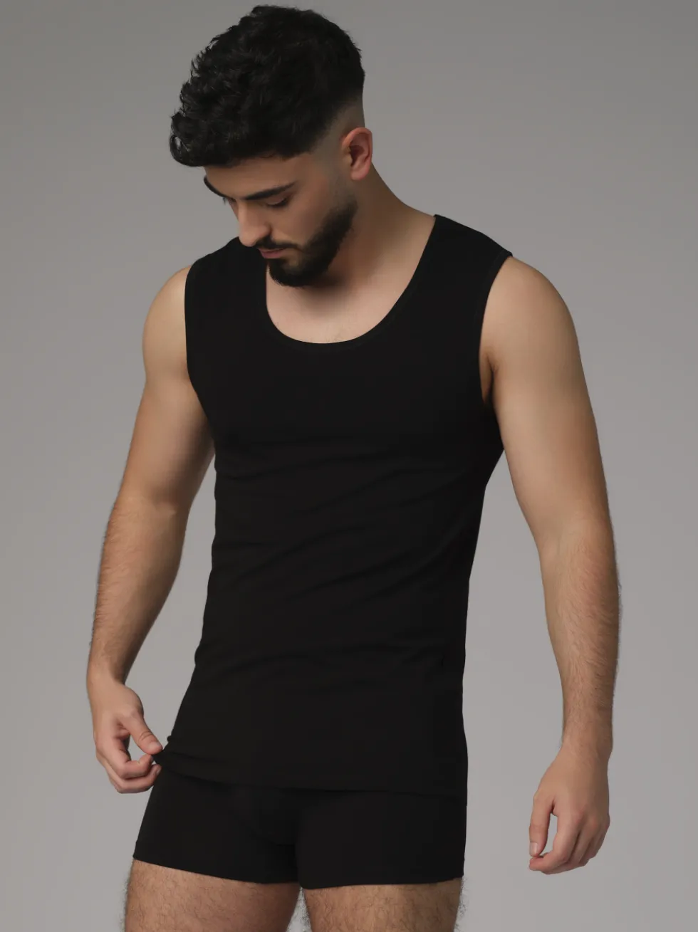 Ärmelloses Shirt aus Baumwolle und Micromodal
